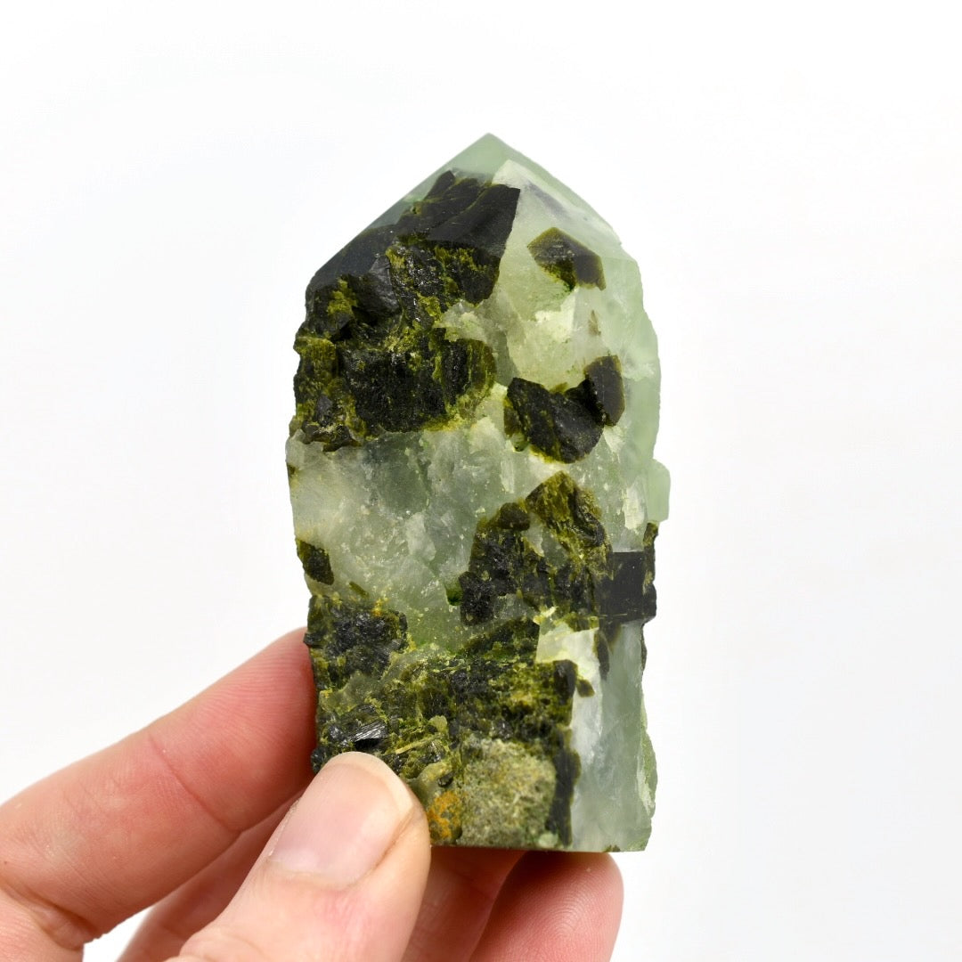 Botryoidal Prehnite Epidote Crystal Tower