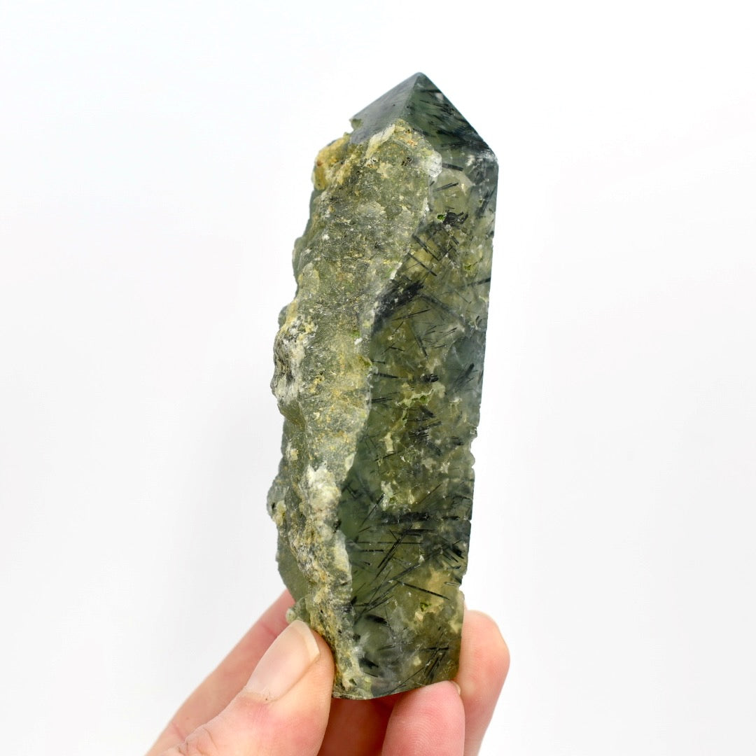 Botryoidal Prehnite Epidote Crystal Tower