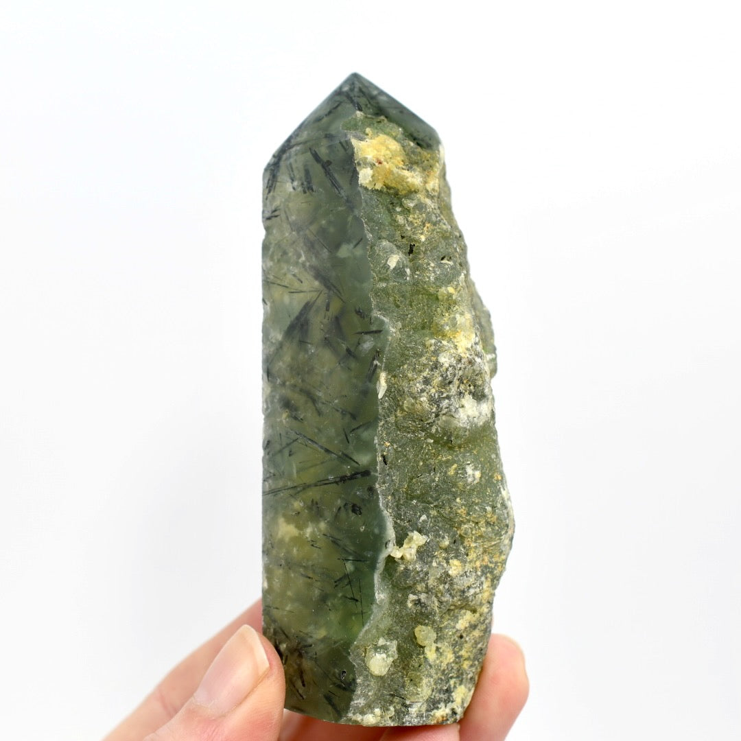 Botryoidal Prehnite Epidote Crystal Tower
