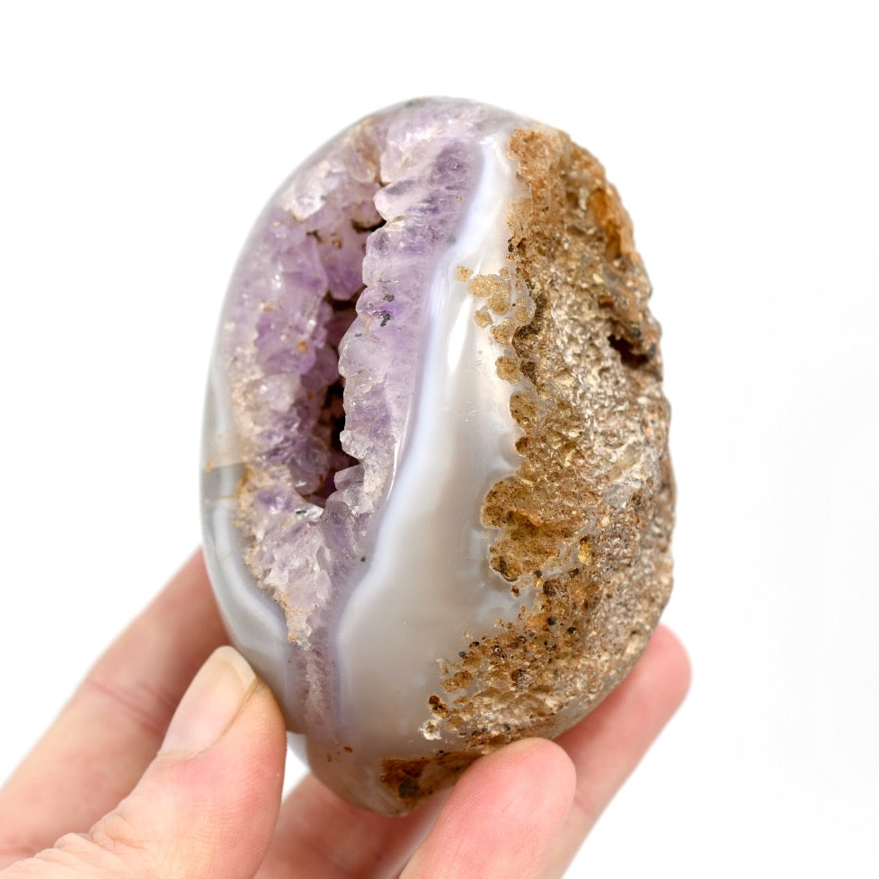 Amethyst Quartz Crystal Semi Polished Geode Nodule