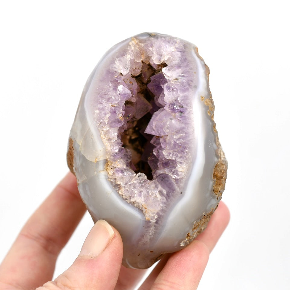 Amethyst Quartz Crystal Semi Polished Geode Nodule