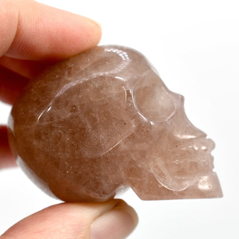 Strawberry Quartz Carved Crystal Skull Tanzurine Red Aventurine