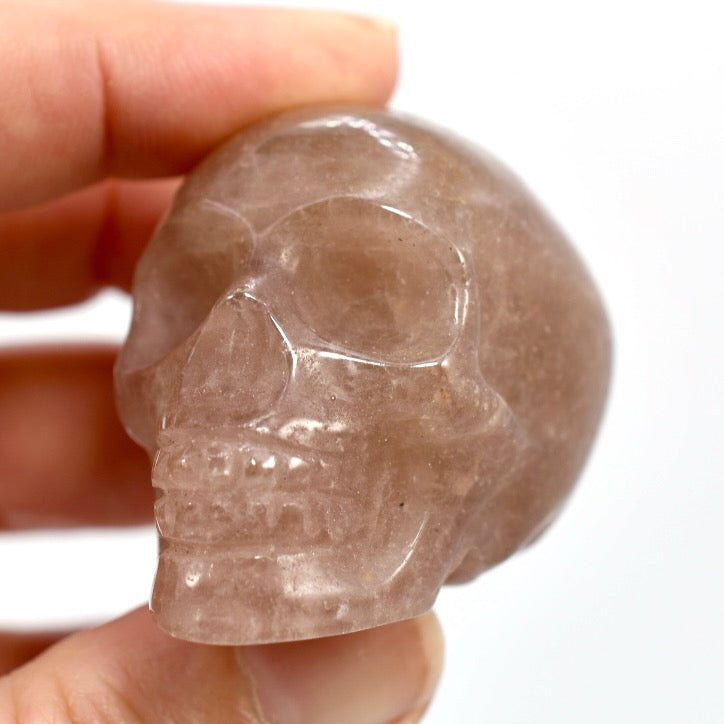 Strawberry Quartz Carved Crystal Skull Tanzurine Red Aventurine