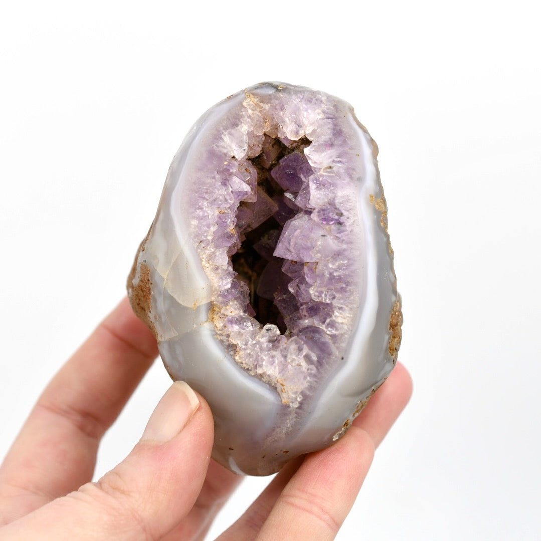 Amethyst Quartz Crystal Semi Polished Geode Nodule