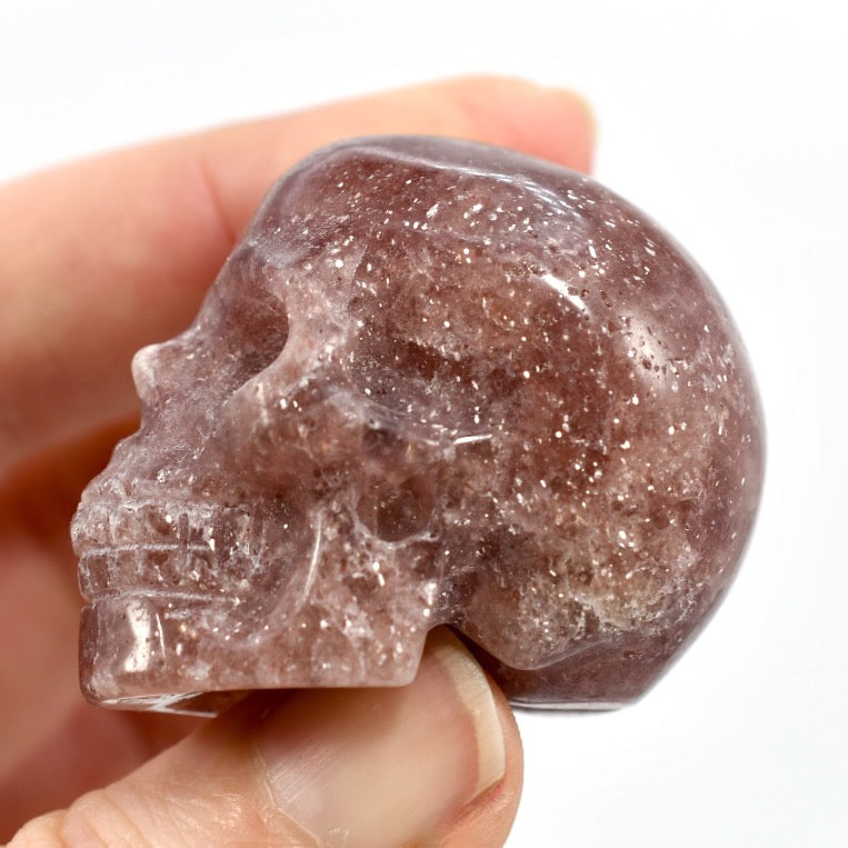 Strawberry Quartz Carved Crystal Skull