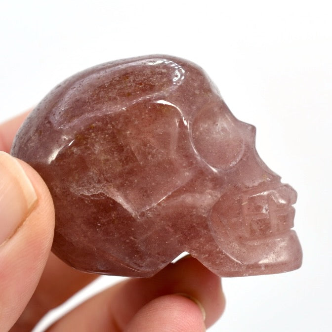 Strawberry Quartz Carved Crystal Skull