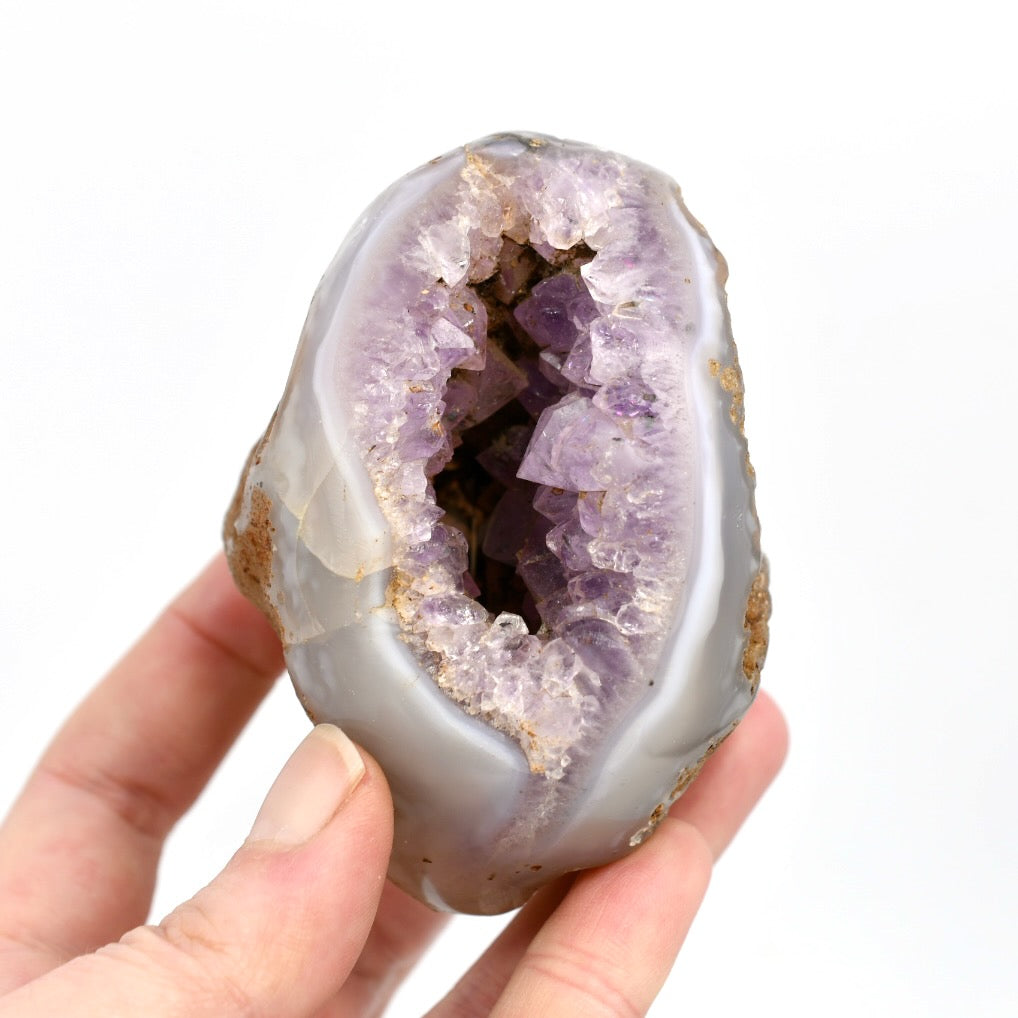 Amethyst Quartz Crystal Semi Polished Geode Nodule