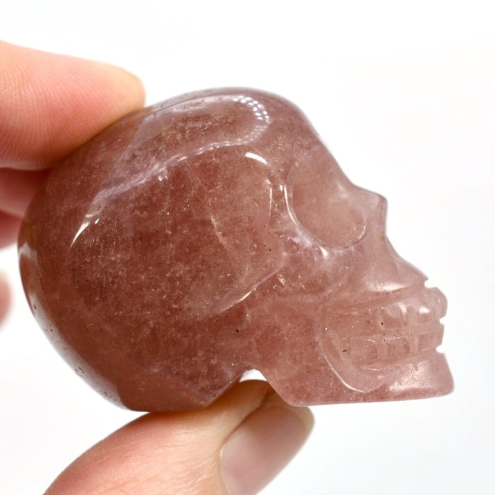 Strawberry Quartz Carved Crystal Skull Tanzurine Red Aventurine