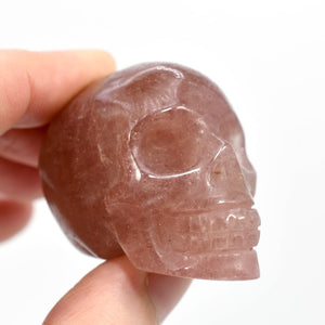 Strawberry Quartz Carved Crystal Skull Tanzurine Red Aventurine
