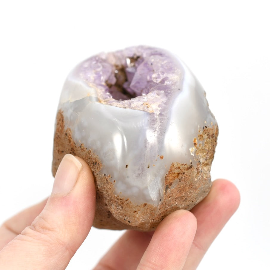 Amethyst Quartz Crystal Semi Polished Geode Nodule