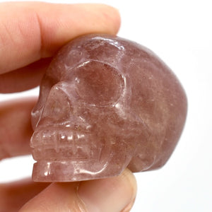 Strawberry Quartz Carved Crystal Skull Tanzurine Red Aventurine