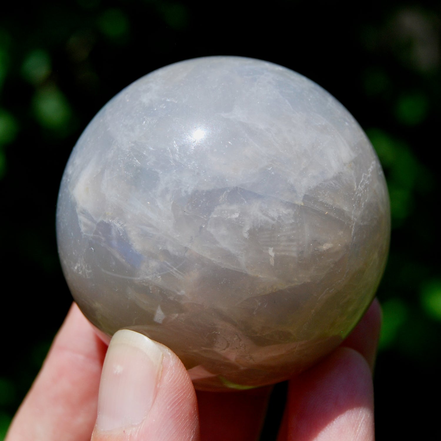Blue Rose Quartz Crystal Sphere, Lavender Rose Quartz