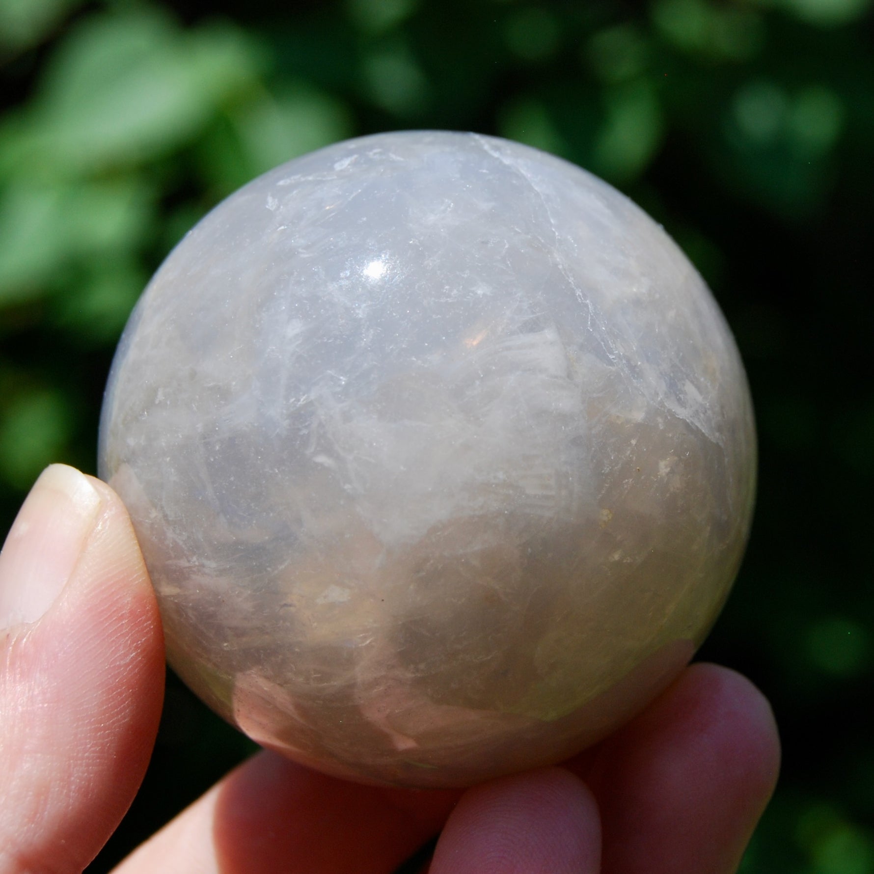 Blue Rose Quartz Crystal Sphere, Lavender Rose Quartz