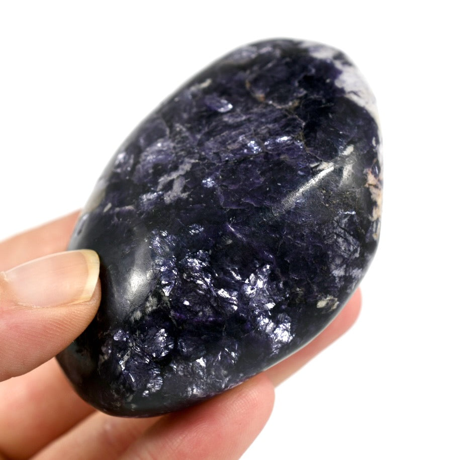 Silver Leaf Gem Lepidolite Crystal Palm Stone