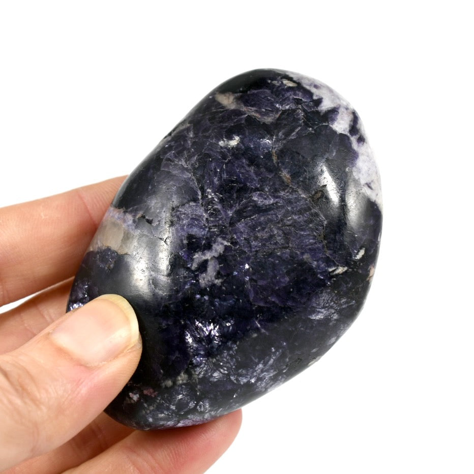 Silver Leaf Gem Lepidolite Crystal Palm Stone