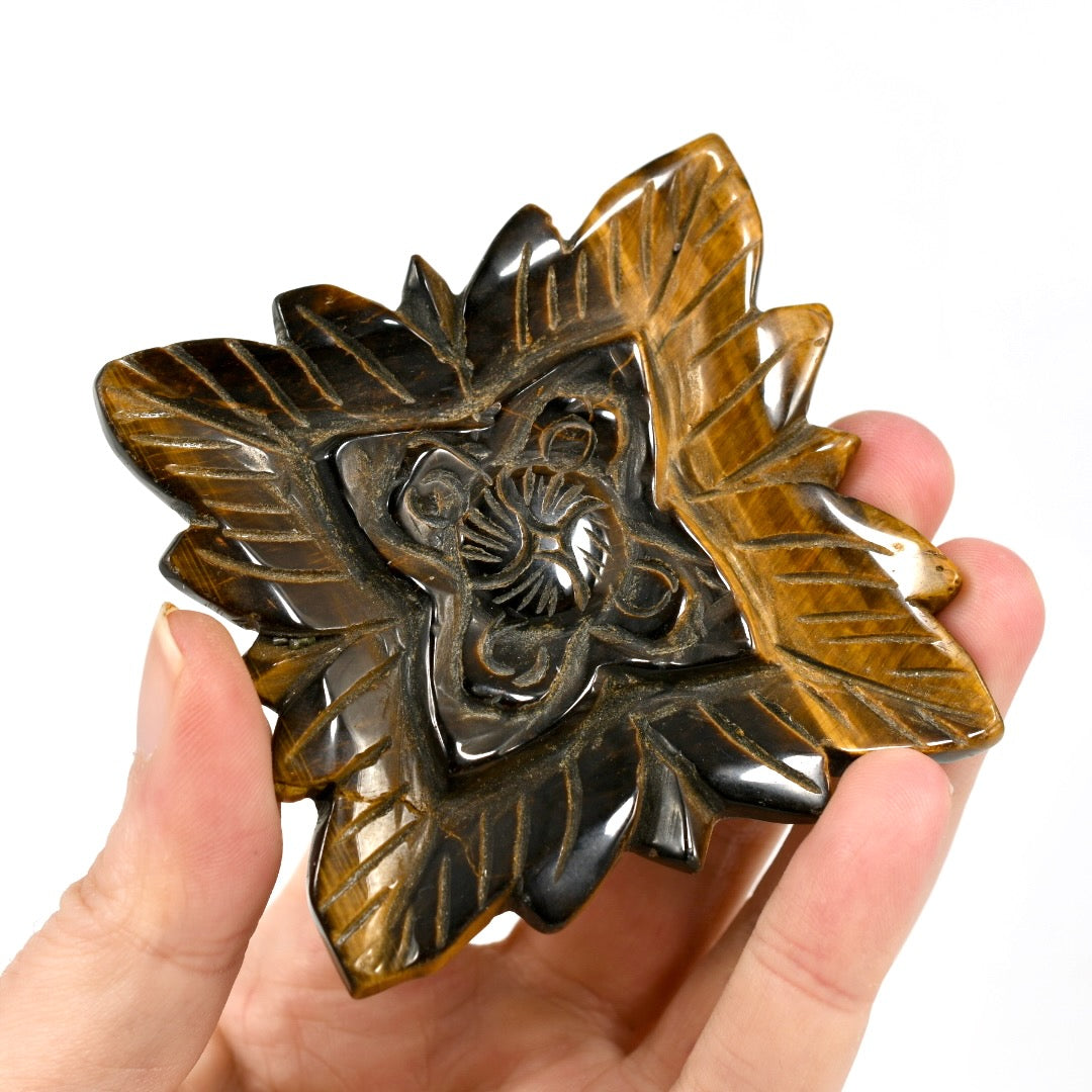 Tiger's Eye Carved Crystal Flower