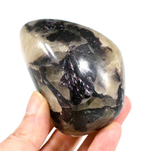 Load image into Gallery viewer, Flashy Gem Lepidolite Crystal Palm Stone, Silver Leaf Lepidolite Crystals
