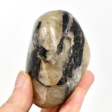 Load image into Gallery viewer, Flashy Gem Lepidolite Crystal Palm Stone, Silver Leaf Lepidolite Crystals
