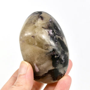 Flashy Gem Lepidolite Crystal Palm Stone, Silver Leaf Lepidolite Crystals