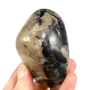 Flashy Gem Lepidolite Crystal Palm Stone, Silver Leaf Lepidolite Crystals