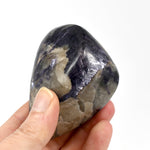 Flashy Gem Lepidolite Crystal Palm Stone, Silver Leaf Lepidolite