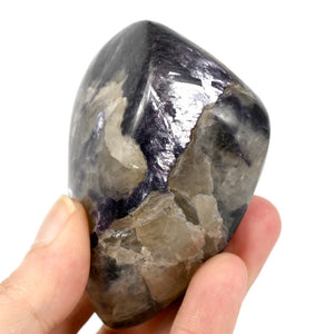 Flashy Gem Lepidolite Crystal Palm Stone, Silver Leaf Lepidolite