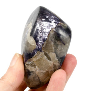 Flashy Gem Lepidolite Crystal Palm Stone, Silver Leaf Lepidolite