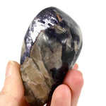 Flashy Gem Lepidolite Crystal Palm Stone, Silver Leaf Lepidolite