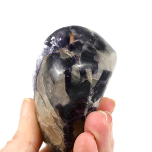 Flashy Gem Lepidolite Crystal Palm Stone, Silver Leaf Lepidolite