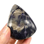 Flashy Gem Lepidolite Crystal Palm Stone, Silver Leaf Lepidolite