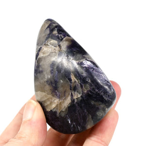 Flashy Gem Lepidolite Crystal Palm Stone, Silver Leaf Lepidolite