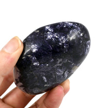 Load image into Gallery viewer, Silver Leaf Gem Lepidolite Crystal Palm Stone
