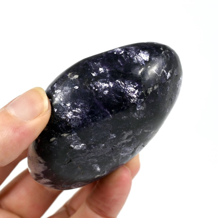 Silver Leaf Gem Lepidolite Crystal Palm Stone