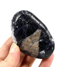 Load image into Gallery viewer, Silver Leaf Gem Lepidolite Crystal Palm Stone
