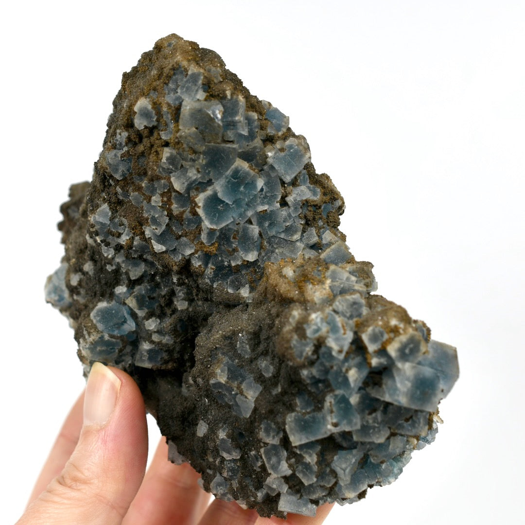 Blue Fluorite Crystal Cluster, Raw Blue Cubic Fluorite 