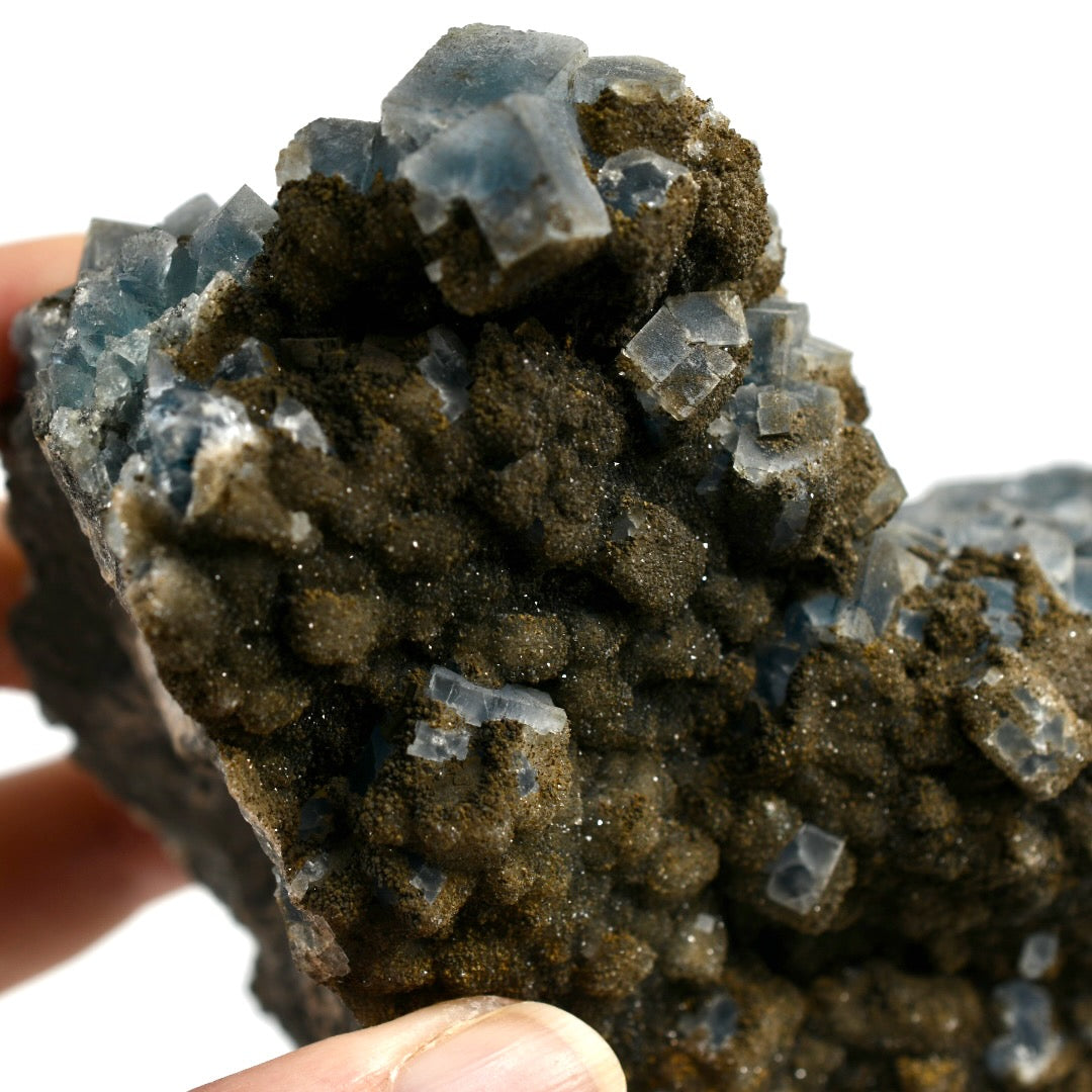 Blue Fluorite Crystal Cluster, Raw Blue Cubic Fluorite 