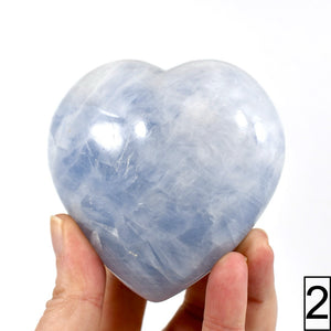 XL Blue Calcite Crystal Heart Shaped Palm Stone