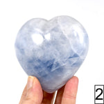 XL Blue Calcite Crystal Heart Shaped Palm Stone