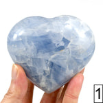 XL Blue Calcite Crystal Heart Shaped Palm Stone