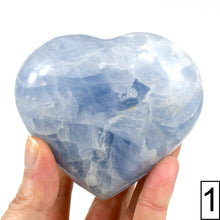 Load image into Gallery viewer, XL Blue Calcite Crystal Heart Shaped Palm Stone
