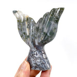 Moss Agate Hand Carved Crystal Mermaid Fish Tail