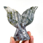 Moss Agate Hand Carved Crystal Mermaid Fish Tail