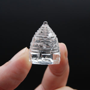 1in AAA Clear Quartz Crystal Buddhist Sri Yantra Stupa Carving