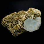 Raw Aquamarine Crystal Beryl Pink Fluorite Muscovite Matrix