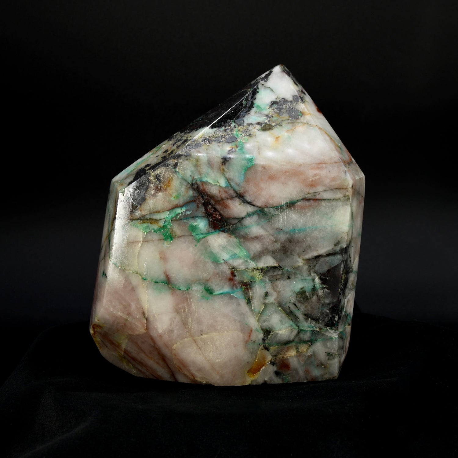 Phoenix Stone Ajoite Malachite Quartz Crystal Freeform Tower, Messina Mine
