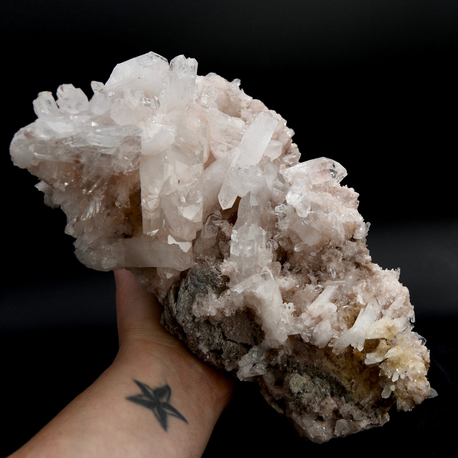 XL Pink Faden Quartz x Lemurian Crystal Cluster
