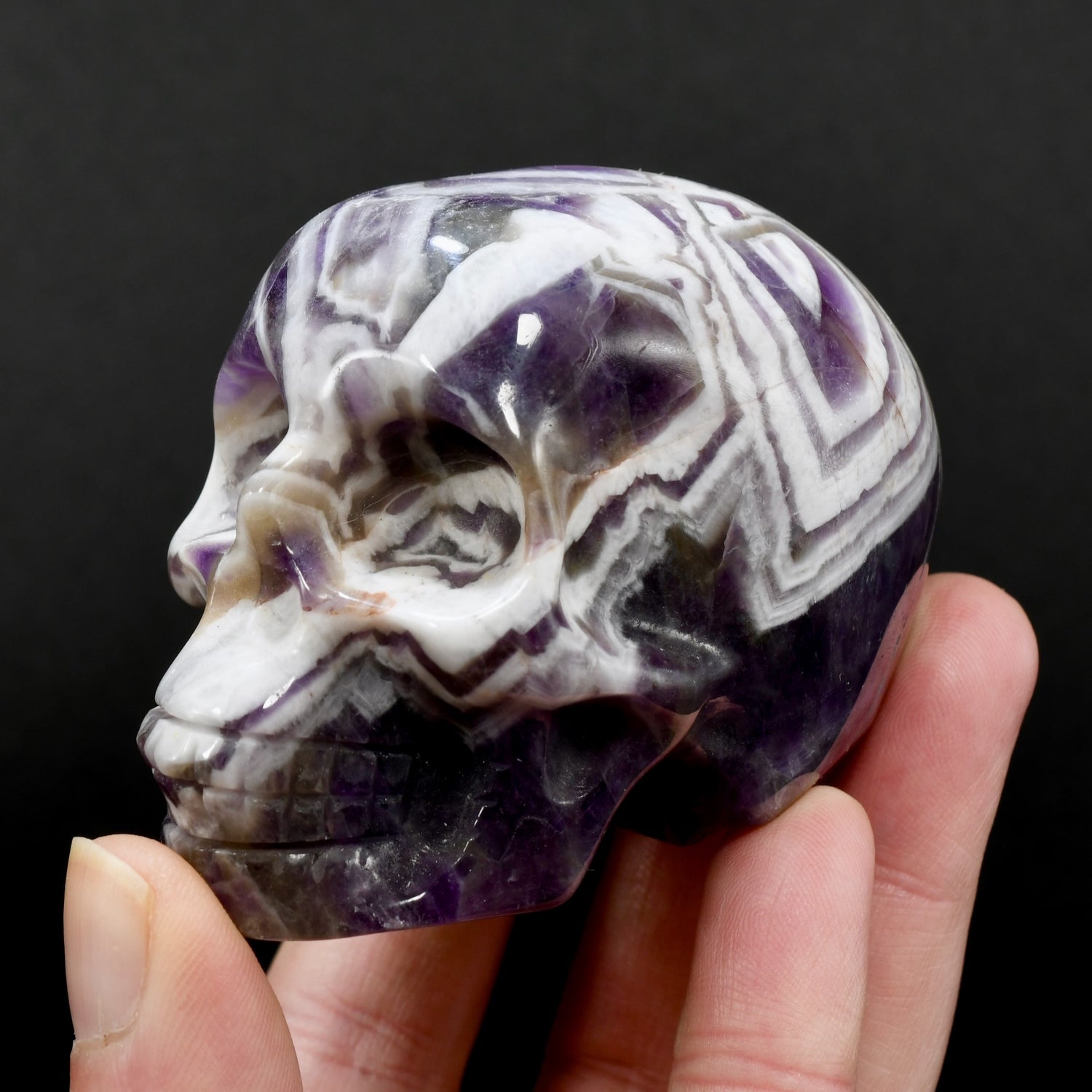 Chevron Dream Amethyst Crystal Skull