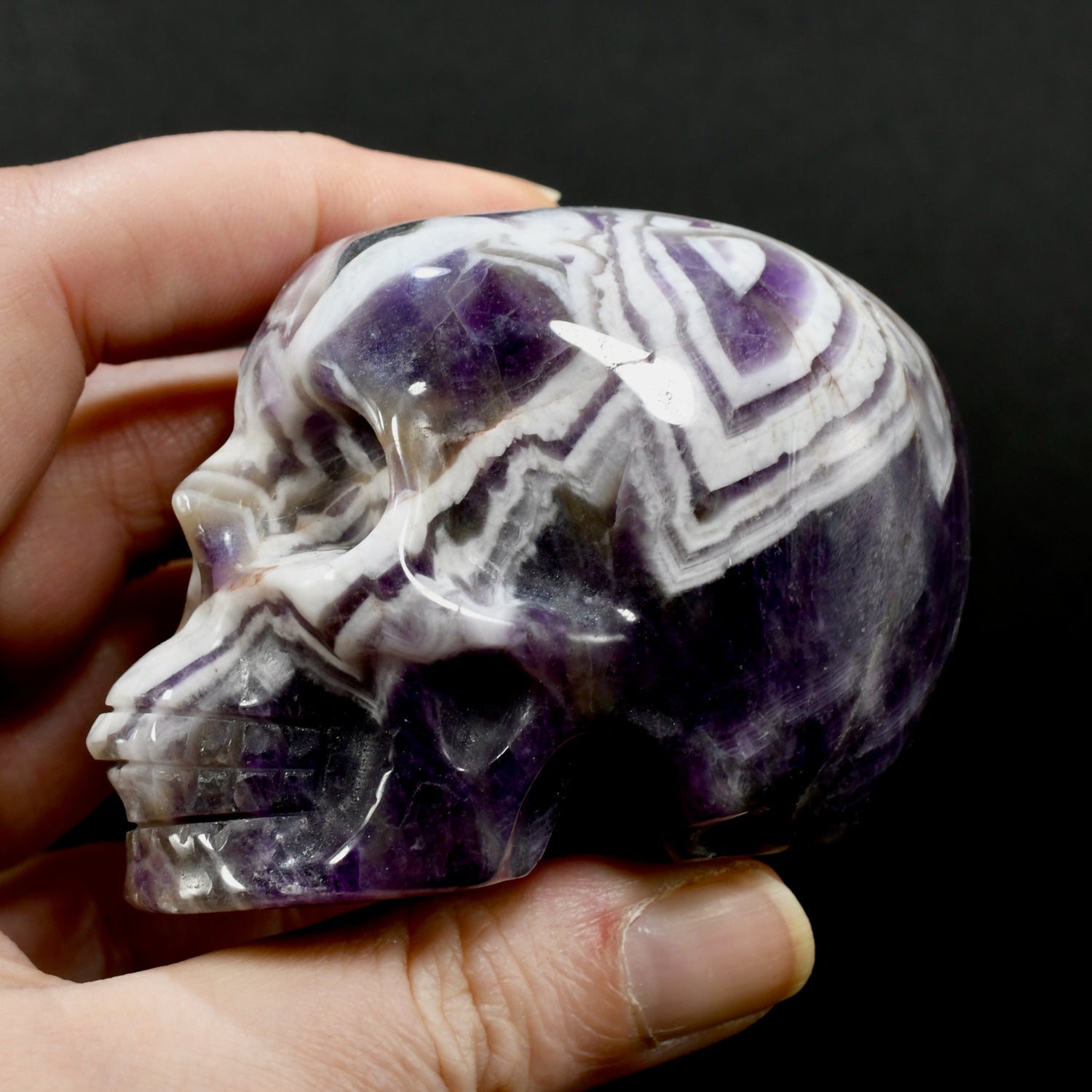 Chevron Dream Amethyst Crystal Skull