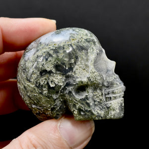 Moss Agate Carved Crystal Skull