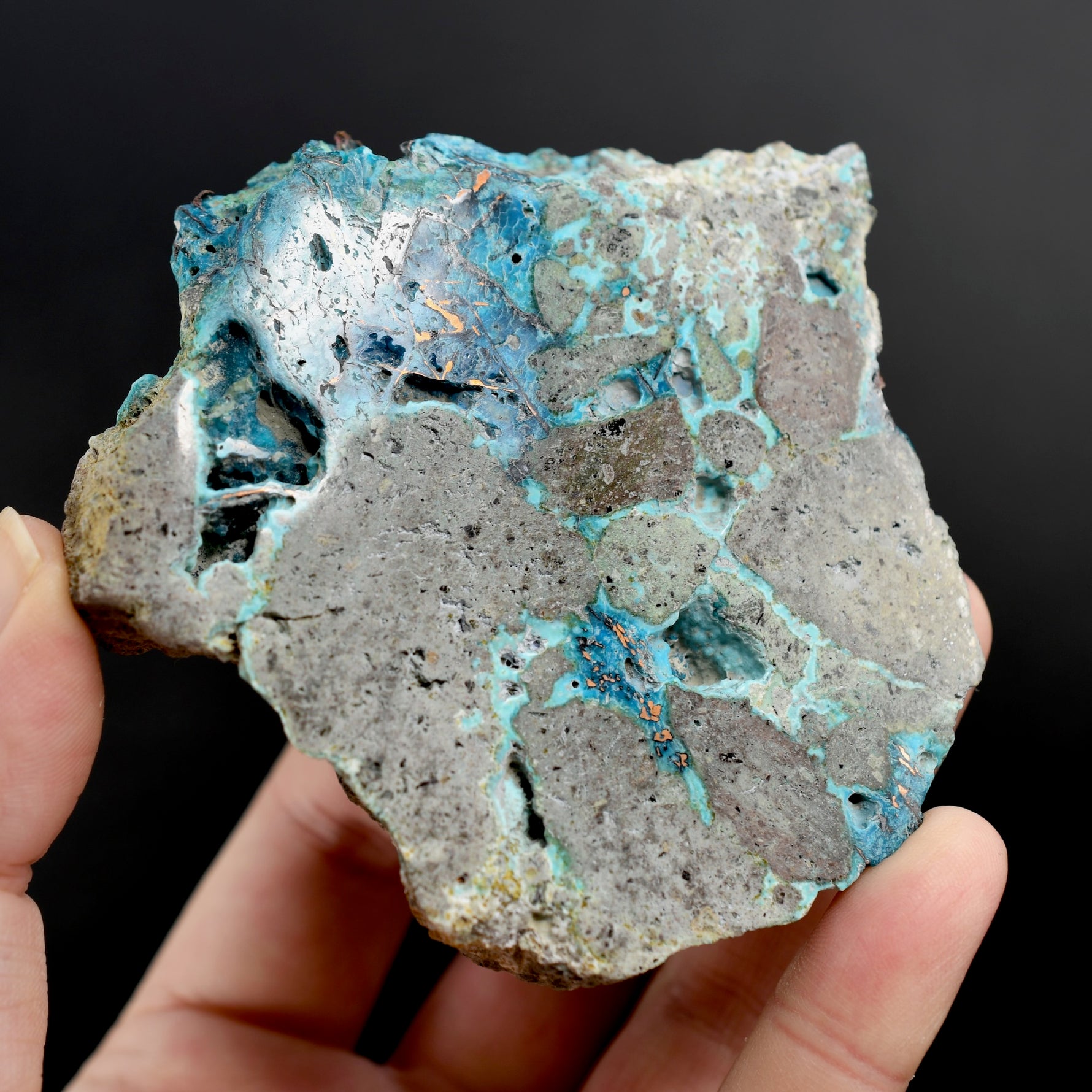 Chrysocolla Shattuckite Copper Crystal Slab